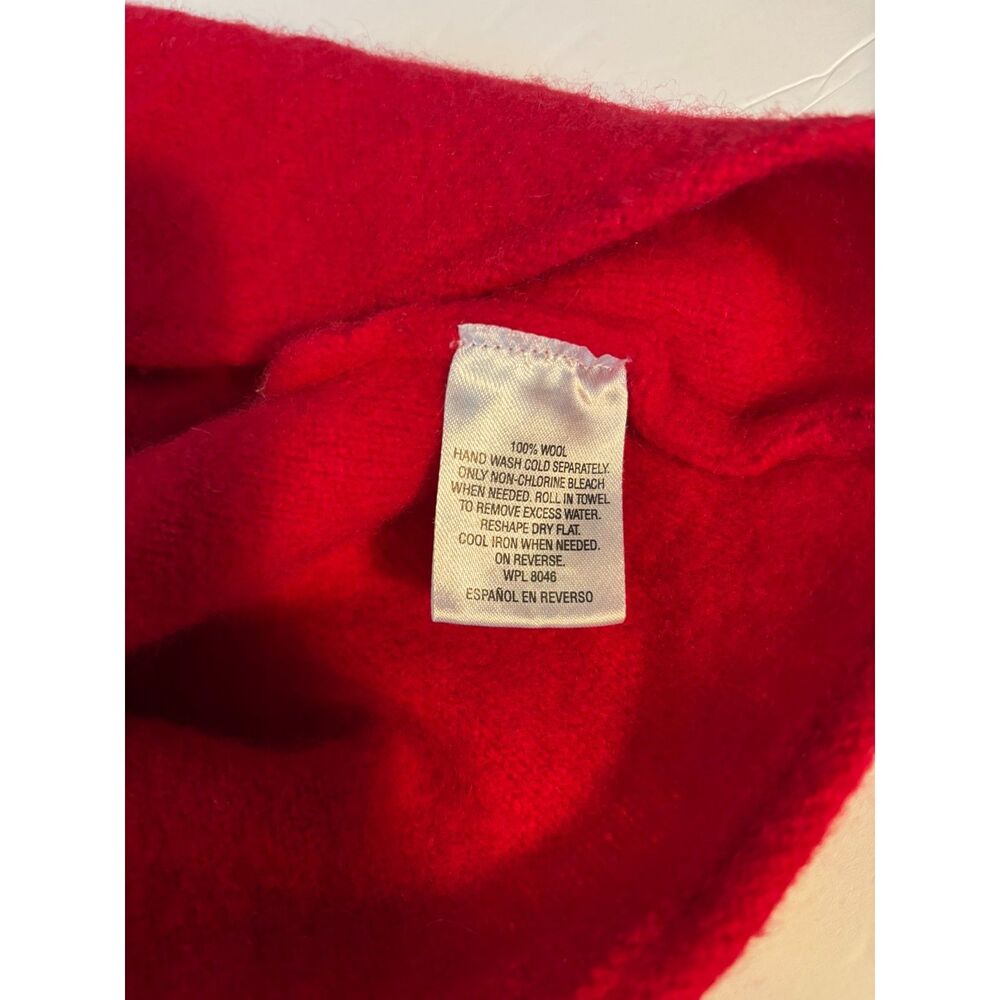 Embellished Red 100% Wool Cropped Jacket Half Sleeve Mid-Century Vibe - Picture 4 of 5